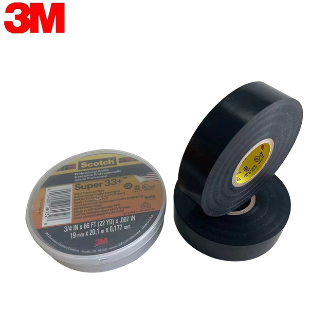 Adesivo isolante in gomma nera personalizzata 3M Super 33+ PVC 0,18 mm per applicazioni elettriche Nastro isolante in vinile